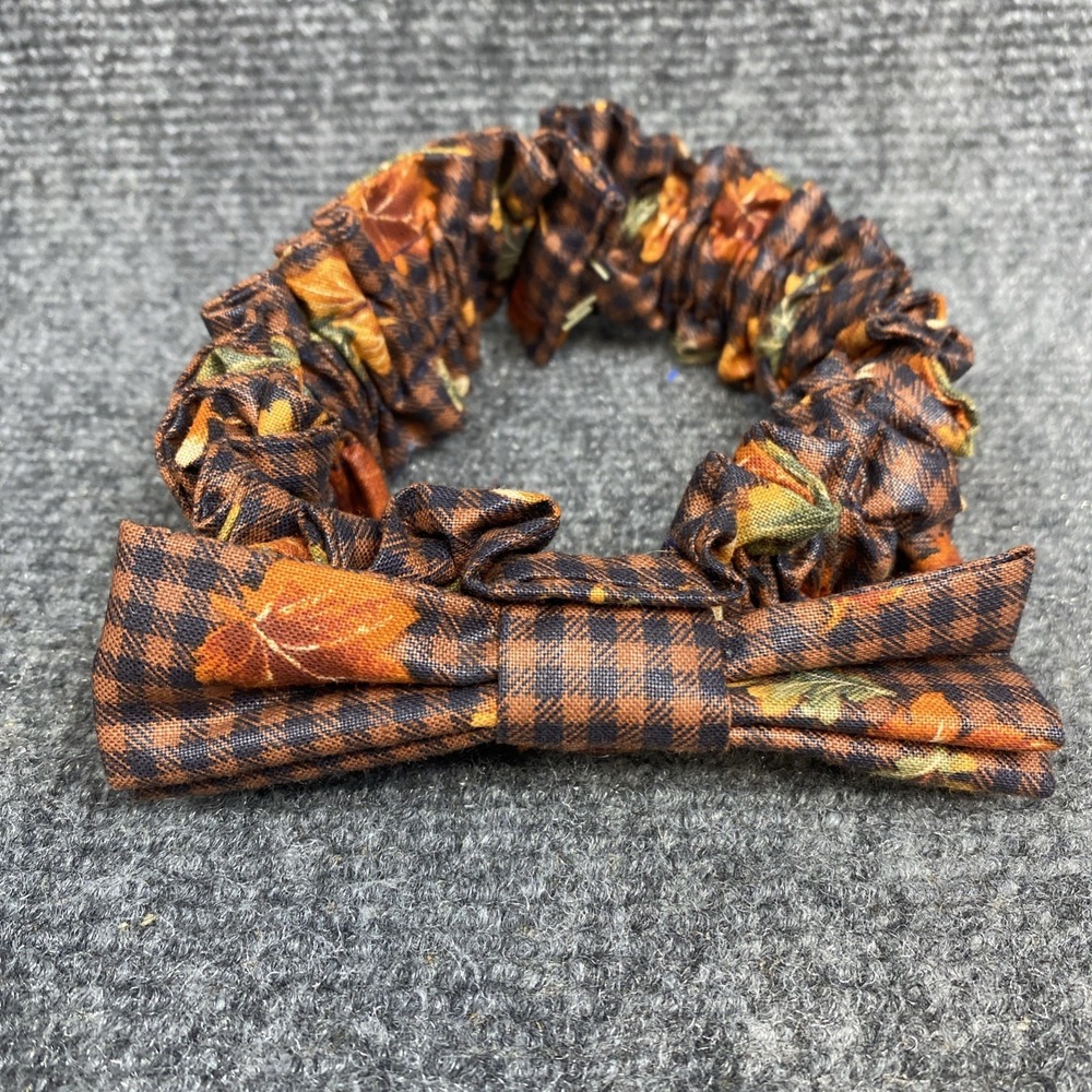 Longaberger Garter Extra Small Fall Gingham Basket Fabric Bow Autumn Leaves